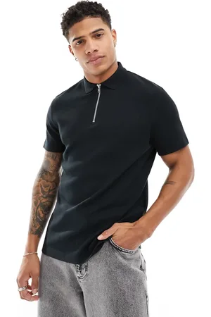 ASOS Polo con cremallera de punto de arroz de