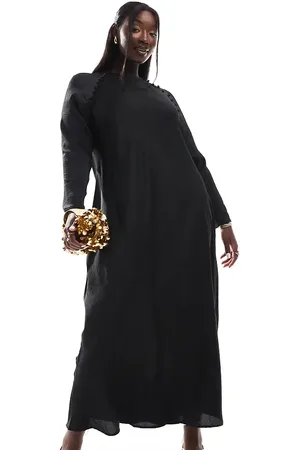 ASOS Vestido largo cortado al bies con detalle de botones de satén de ASOS DESIGN Curve