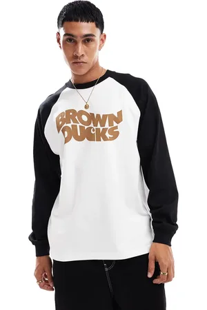 Carhartt Camiseta blanca de manga larga y estilo béisbol "Ducks" de