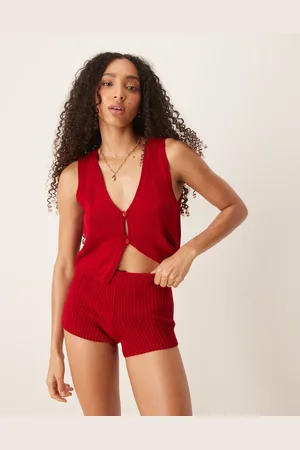 ASOS Pantalones muy cortos rojos con botones Bianca de (parte de un conjunto)-Neutro