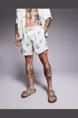 ASOS Pantalones cortos beis de largo medio con estampado floral de satén de (parte de un conjunto)-Neutro