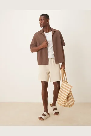 ASOS Pantalones cortos color de largo medio de punto gofrado de -Blanco