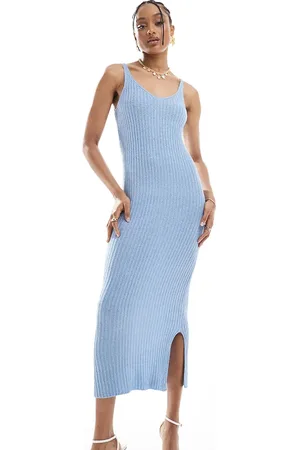 ONLY Vestido semilargo azul claro de punto de