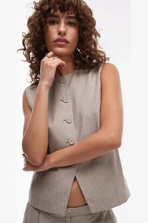 MANGO Chaleco de traje con raya diplomática y cuello subido de algodón de (parte de un conjunto)