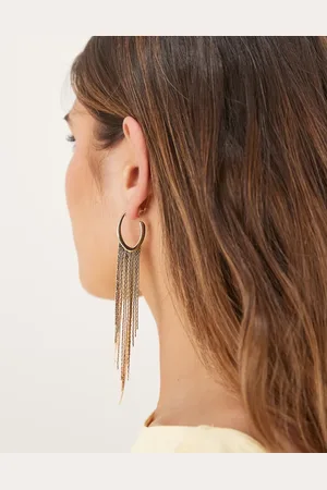 ASOS Pendientes de aro dorados con colgante efecto cascada de cadenas de