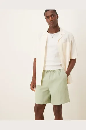 ASOS Pantalones cortos verdes de largo medio de punto gofrado de