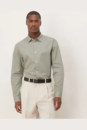 ASOS Camisa de vestir verde salvia oscuro de corte estándar de popelina fácil de planchar de