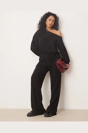 ASOS Mono largo con escote Bardot de tejido muy suave de