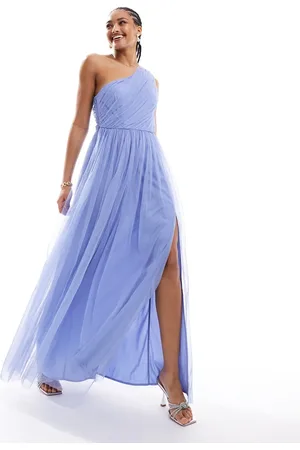 ANAYA Vestido de dama de honor largo asimétrico de tul de