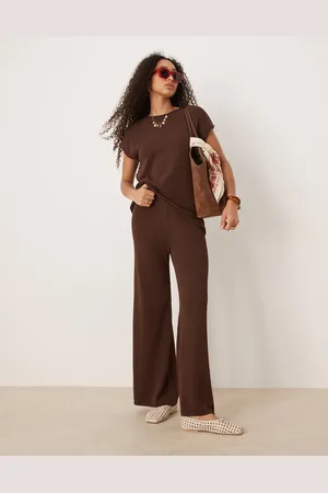 ASOS Pantalones marrón de punto flameado de (parte de un conjunto)