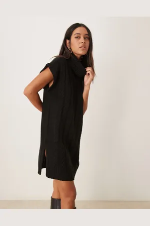 JDY Vestido corto con cuello vuelto de punto de ochos de