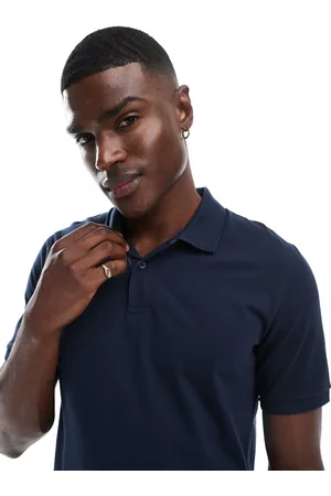 JACK & JONES Polo azul marino de piqué de
