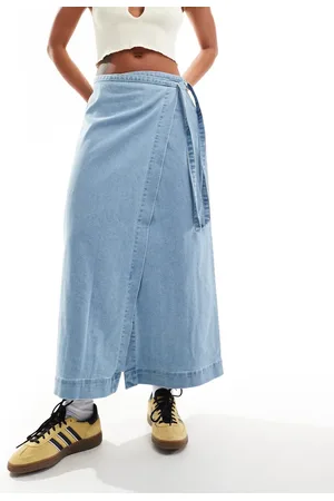 VERO MODA Falda vaquera larga cruzada de