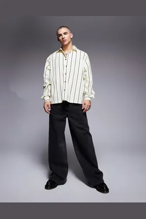 ASOS Camisa amarilla a rayas extragrande de -Blanco