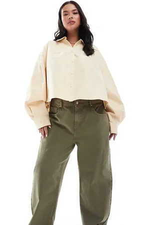 ASOS Vaqueros caquis de pernera barrel Everyday de ASOS DESIGN Curve-Verde