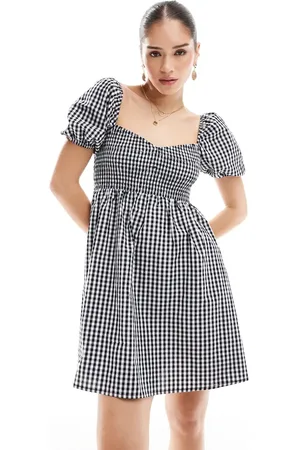 Esmée Vestido playero corto a cuadros vichy con mangas abullonadas exclusivo de -Multicolor