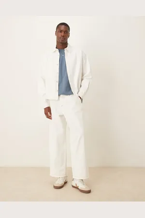 ASOS Vaqueros color crudo de corte bombacho holgado con pinzas de (parte de un conjunto)-Blanco