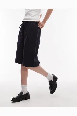 ARKET Pantalones cortos estilo bermudas con cordón ajustable de punto liso de -Azul marino