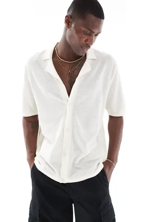 JACK & JONES Polo blanco extragrande con botones de punto de