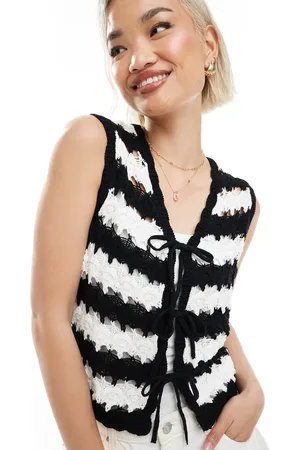 ASOS Chaleco a rayas con lazada delantera de punto calado de -Multicolor