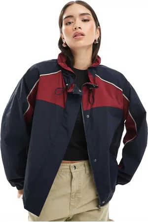 ASOS Chaqueta impermeable con cuello fruncido y diseño color block de -Multicolor
