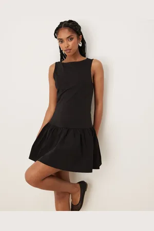 MANGO Vestido corto de corte evasé con cintura baja de