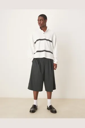 ASOS Pantalones cortos verdes extragrandes de estilo bermudas con jaretas de