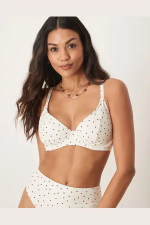 Peek & Beau Top de bikini color con aros y estampado de lunares negros de -Blanco