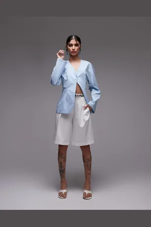 ASOS Pantalones cortos de sastre blancos de pernera ancha estilo bermudas de