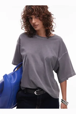ARKET Camiseta gris lavado de corte cuadrado de -Negro
