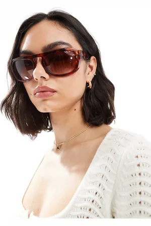 A. Kjærbede Gafas de sol Habana extragrandes con diseño envolvente Max de