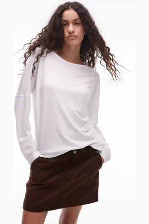 ARKET Top holgado de manga larga con detalle de costuras de mezcla de lino de