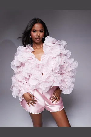 ASOS Chaqueta con estampado floral y volantes con aros de organza de