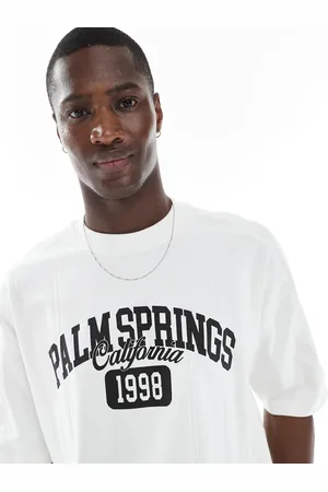 ASOS Camiseta blanca de corte cuadrado extragrande con estampado gráfico de ciudad de tejido grueso de canalé ancho de 280 g/m² de