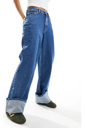 ASOS Vaqueros dad medio con dobladillos de
