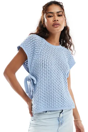 ASOS Top estilo tabardo sin mangas con cuello redondo y lazadas laterales de