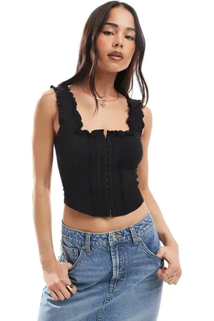 Miss Selfridge Top corsetero con detalle de corchetes de