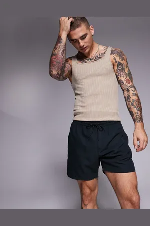ASOS Shorts de baño negros de corte medio de