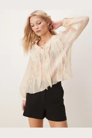 ASOS Pantalones cortos dad negros holgados de mezcla de lino de