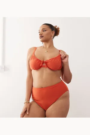 COLLUSION Braguitas de bikini naranja de talle alto Mix & Match de Curve