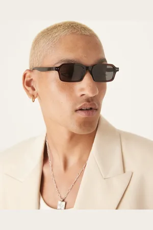 ASOS Gafas de sol rectangulares con lentes azules ahumadas de -Rojo