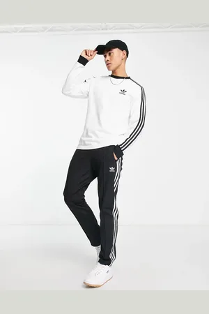 adidas Camiseta blanca de manga larga con tres rayas de Essentials