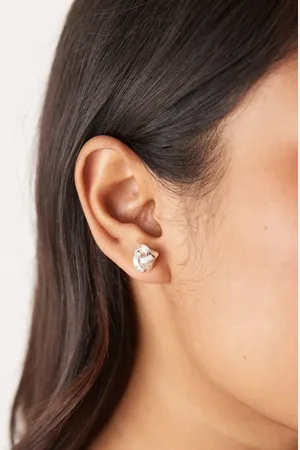 ASOS Pendientes de botón pequeños con diseño de nudo chapados en plata de