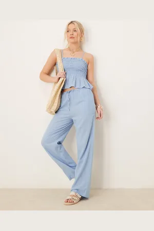 Iisla & Bird Pantalones playeros azules con cinturilla estrecha de (parte de un conjunto)
