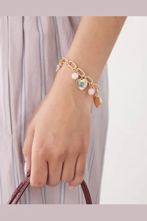 Reclaimed Pulsera dorada con charms de corazones de