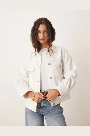 Abercrombie & Fitch Chaqueta vaquera blanca de estilo camionero de