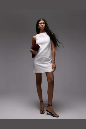 & OTHER STORIES Vestido corto blanco con cuello barco de lino de