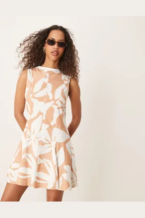 ASOS Vestido veraniego midi rosa y blanco sin mangas con estampado floral extragrande de algodón de -Multicolor