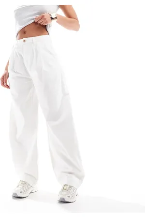 ASOS Pantalones color de pernera barrel con pinzas de -Blanco