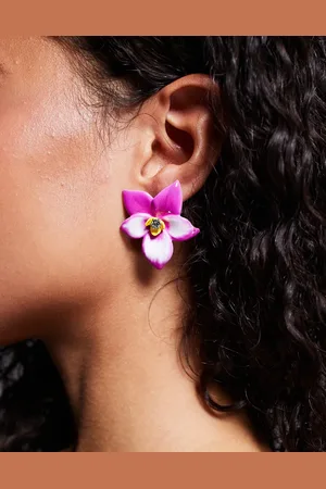 ASOS Pendientes de botón rosas con diseño de flor tropical de